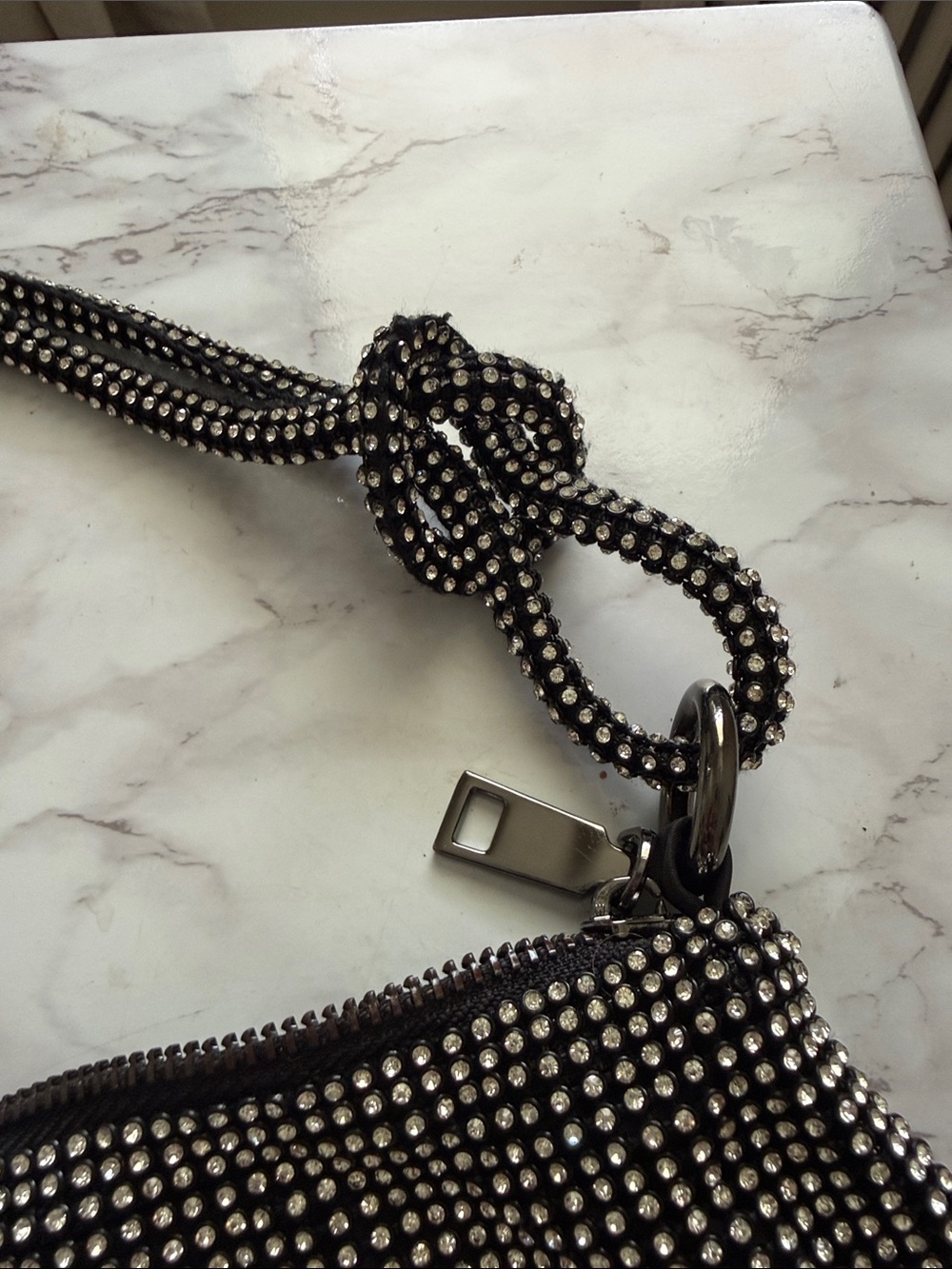SweetV Rhinestone Black Slouchy Crystal Shoulder Evening Bag Y2K NWOT - Picture 2 of 4